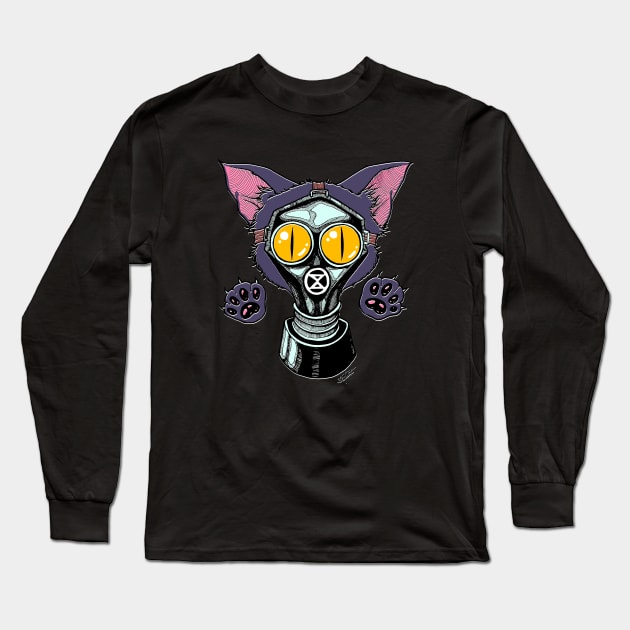 Gas Mask Kitty Long Sleeve T-Shirt by Indi Martin